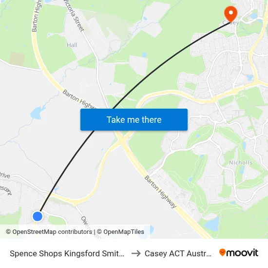 Spence Shops Kingsford Smith Dr to Casey ACT Australia map