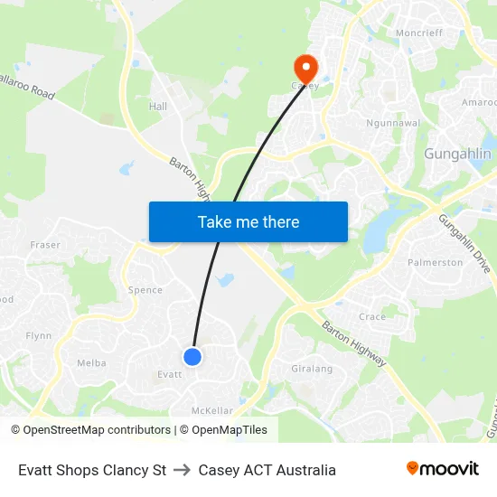 Evatt Shops Clancy St to Casey ACT Australia map