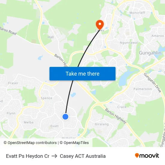 Evatt Ps Heydon Cr to Casey ACT Australia map