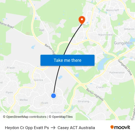 Heydon Cr Opp Evatt Ps to Casey ACT Australia map