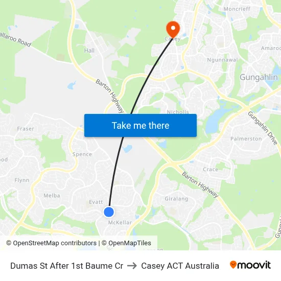 Dumas St After 1st Baume Cr to Casey ACT Australia map