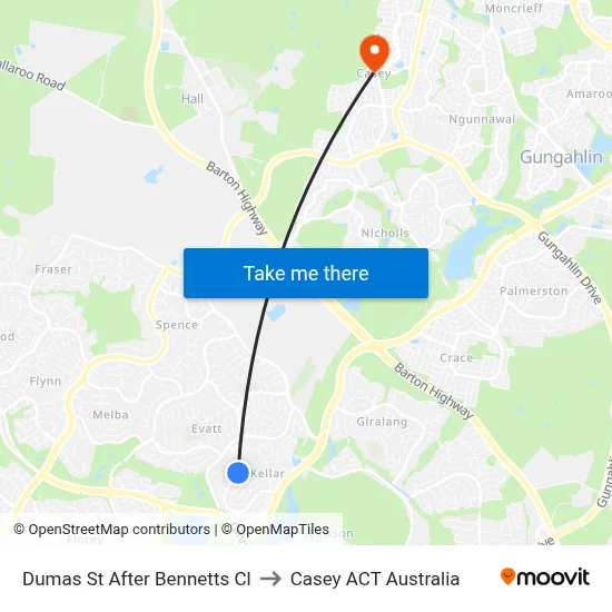 Dumas St After Bennetts Cl to Casey ACT Australia map