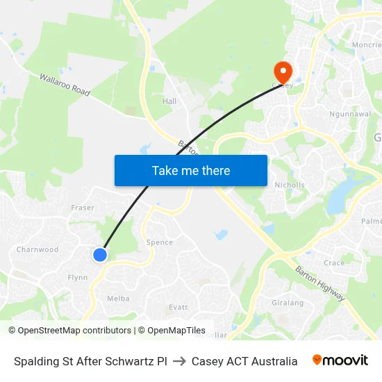 Spalding St After Schwartz Pl to Casey ACT Australia map