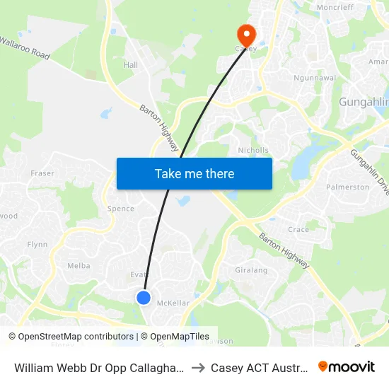 William Webb Dr Opp Callaghan St to Casey ACT Australia map