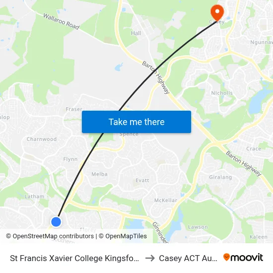 St Francis Xavier College Kingsford Smith Dr to Casey ACT Australia map