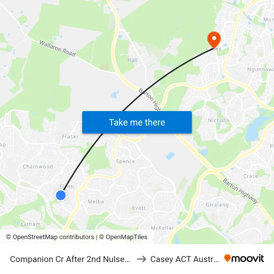 Companion Cr After 2nd Nulsen Cct to Casey ACT Australia map