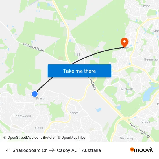 41 Shakespeare Cr to Casey ACT Australia map