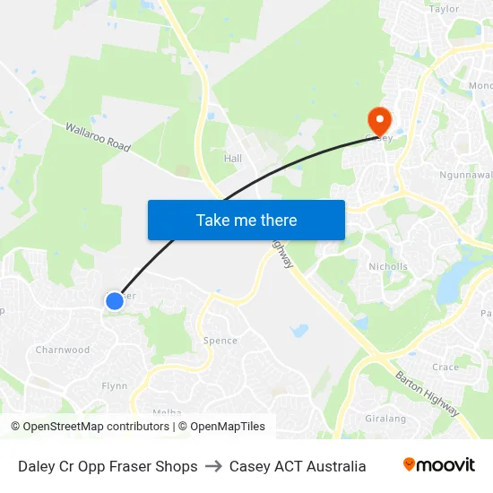 Daley Cr Opp Fraser Shops to Casey ACT Australia map