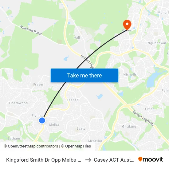 Kingsford Smith Dr Opp Melba Shops to Casey ACT Australia map