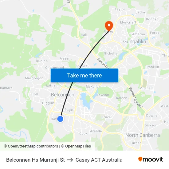 Belconnen Hs Murranji St to Casey ACT Australia map