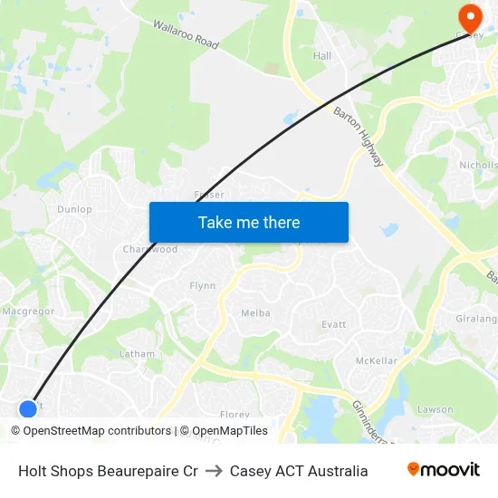 Holt Shops Beaurepaire Cr to Casey ACT Australia map
