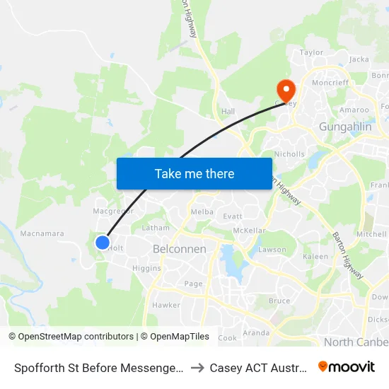 Spofforth St Before Messenger St to Casey ACT Australia map