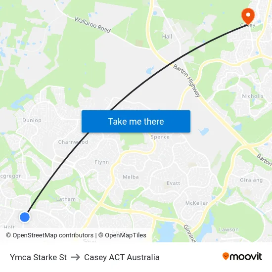 Ymca Starke St to Casey ACT Australia map