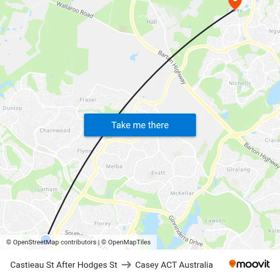 Castieau St After Hodges St to Casey ACT Australia map