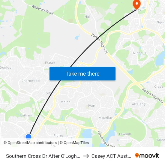 Southern Cross Dr After O'Loghlen St to Casey ACT Australia map