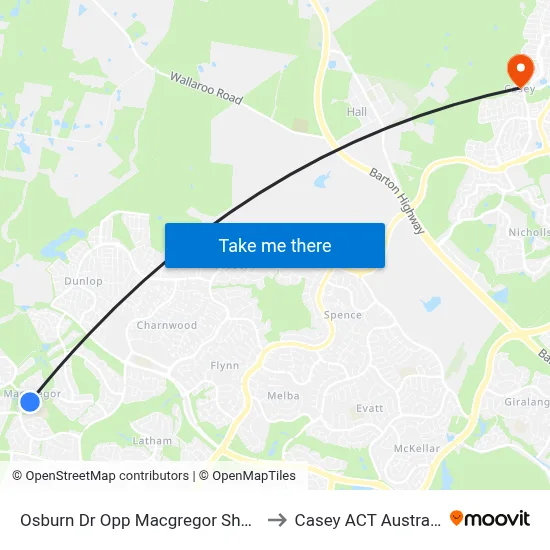 Osburn Dr Opp Macgregor Shops to Casey ACT Australia map