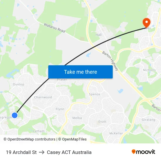 19 Archdall St to Casey ACT Australia map