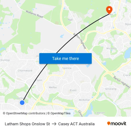 Latham Shops Onslow St to Casey ACT Australia map