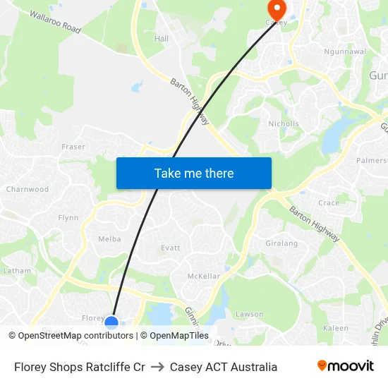 Florey Shops Ratcliffe Cr to Casey ACT Australia map