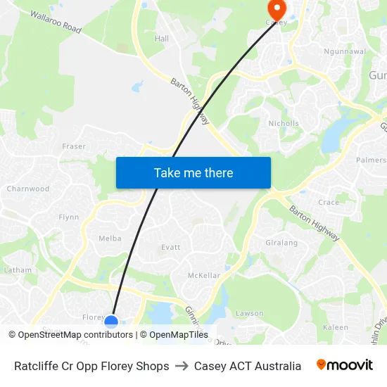 Ratcliffe Cr Opp Florey Shops to Casey ACT Australia map