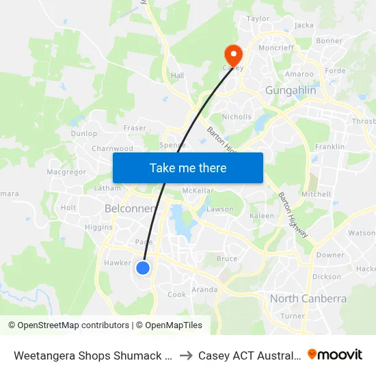 Weetangera Shops Shumack St to Casey ACT Australia map