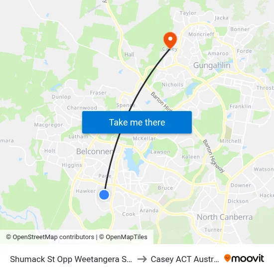 Shumack St Opp Weetangera Shops to Casey ACT Australia map