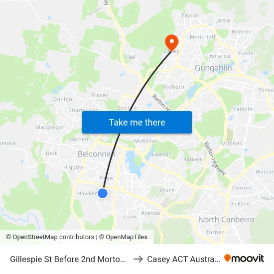 Gillespie St Before 2nd Morton St to Casey ACT Australia map