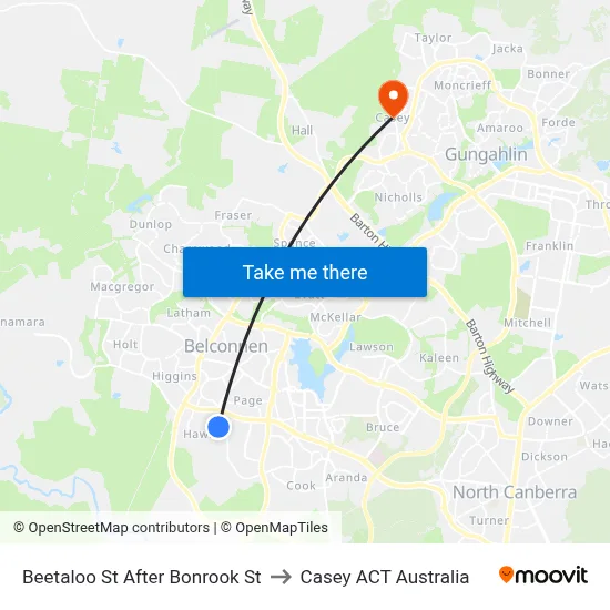 Beetaloo St After Bonrook St to Casey ACT Australia map