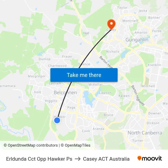 Erldunda Cct Opp Hawker Ps to Casey ACT Australia map