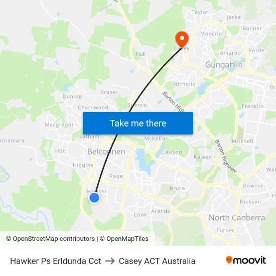 Hawker Ps Erldunda Cct to Casey ACT Australia map