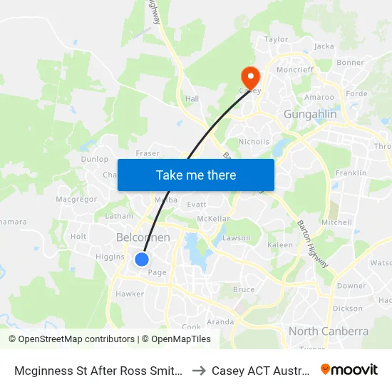 Mcginness St After Ross Smith Cr to Casey ACT Australia map