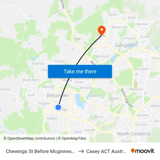 Chewings St Before Mcginness St to Casey ACT Australia map