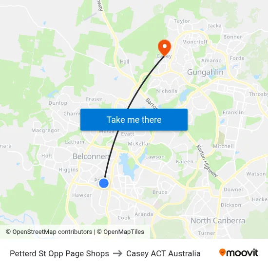 Petterd St Opp Page Shops to Casey ACT Australia map