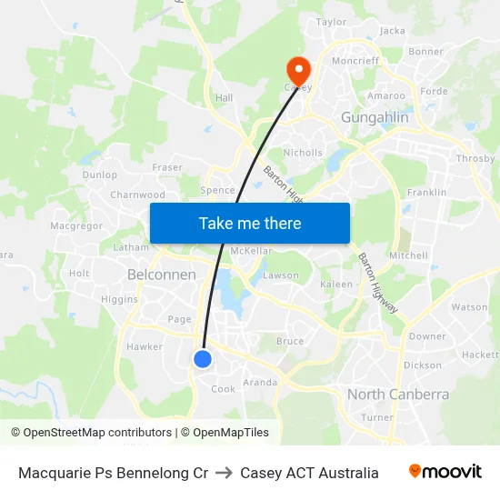 Macquarie Ps Bennelong Cr to Casey ACT Australia map