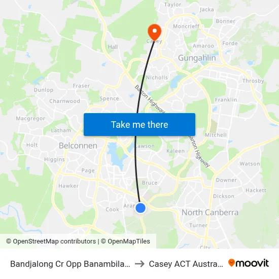 Bandjalong Cr Opp Banambila St to Casey ACT Australia map