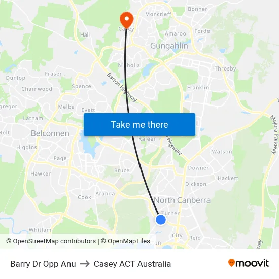 Barry Dr Opp Anu to Casey ACT Australia map
