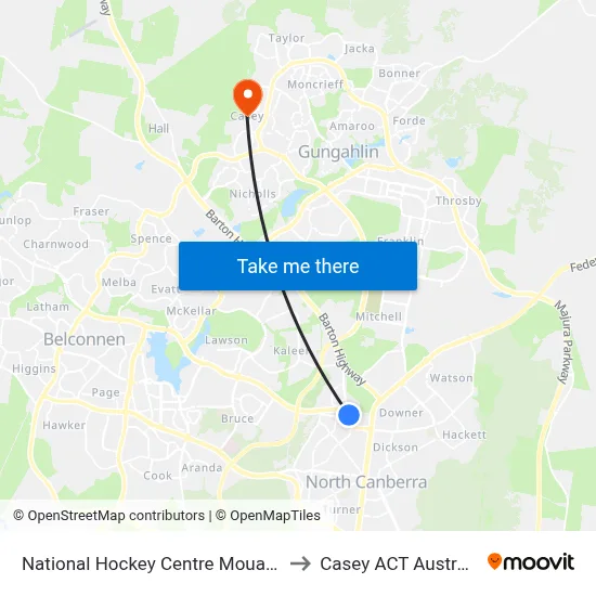 National Hockey Centre Mouat St to Casey ACT Australia map
