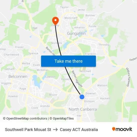 Southwell Park Mouat St to Casey ACT Australia map
