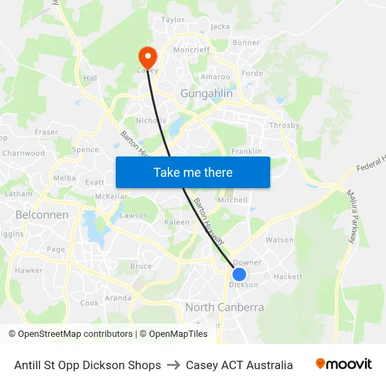 Antill St Opp Dickson Shops to Casey ACT Australia map