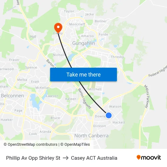 Phillip Av Opp Shirley St to Casey ACT Australia map