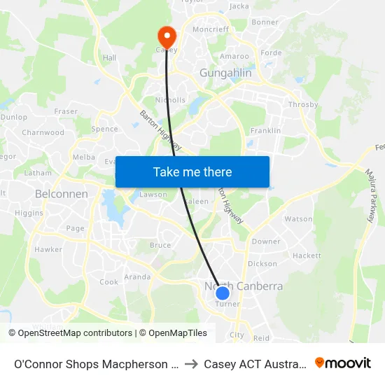 O'Connor Shops Macpherson St to Casey ACT Australia map