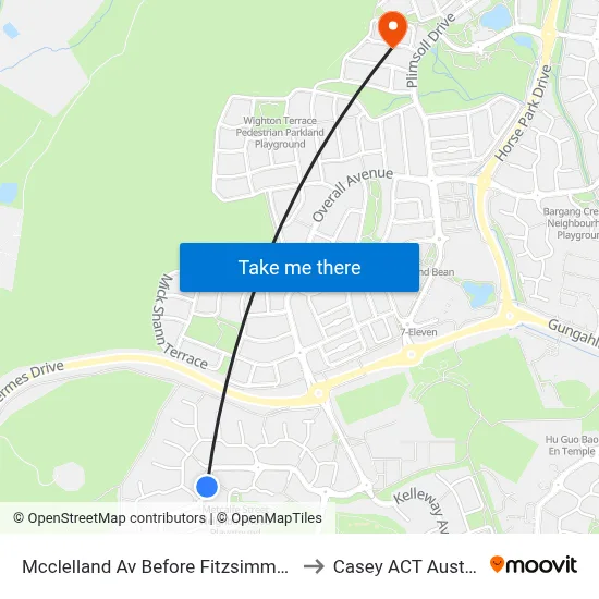 Mcclelland Av Before Fitzsimmons St to Casey ACT Australia map