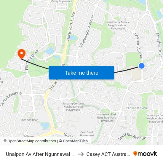 Unaipon Av After Ngunnawal Ps to Casey ACT Australia map