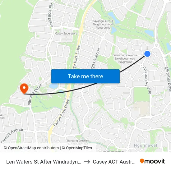 Len Waters St After Windradyne St to Casey ACT Australia map