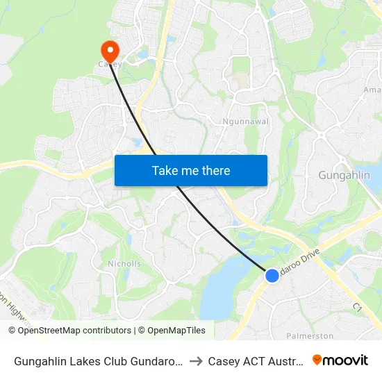 Gungahlin Lakes Club Gundaroo Dr to Casey ACT Australia map