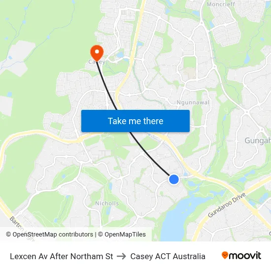 Lexcen Av After Northam St to Casey ACT Australia map
