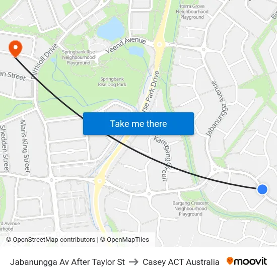 Jabanungga Av After Taylor St to Casey ACT Australia map