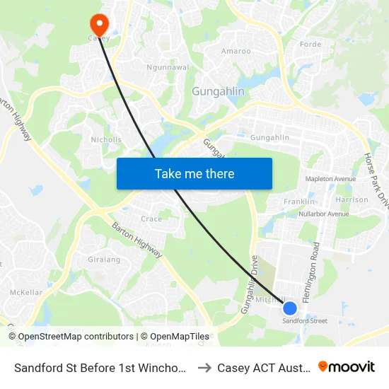 Sandford St Before 1st Winchombe Ct to Casey ACT Australia map