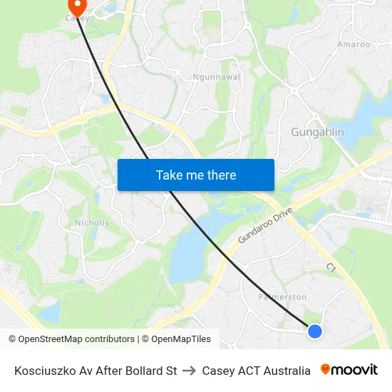 Kosciuszko Av After Bollard St to Casey ACT Australia map