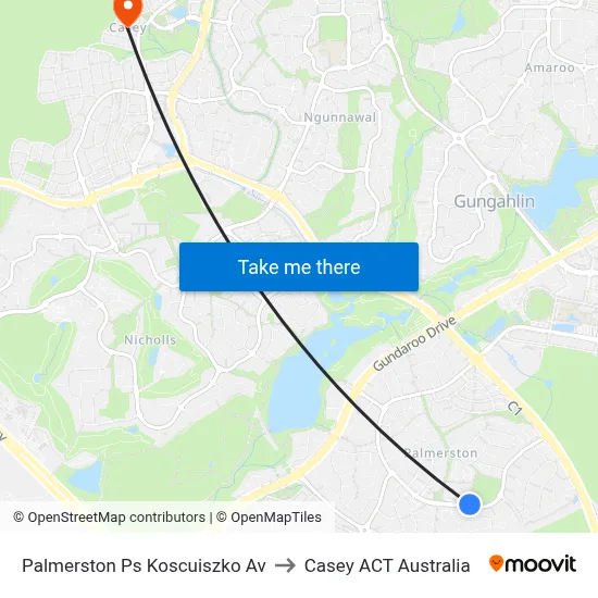 Palmerston Ps Koscuiszko Av to Casey ACT Australia map